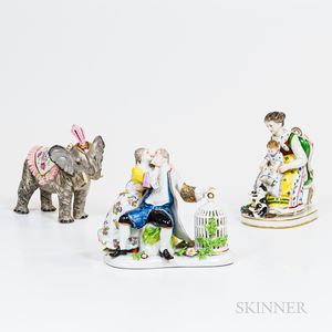Three Dresden Porcelain Figural Items