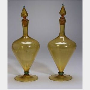 Two Art Glass Decanters