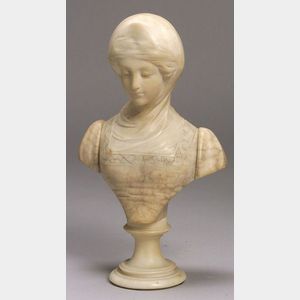 Small Italian Alabaster Bust of Beatrice