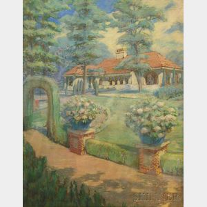 Albert Sheldon Pennoyer (American, 1888-1957) Formal Garden and Residence.