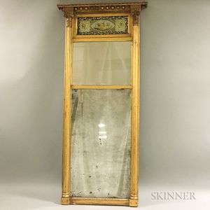 Federal Gilt and Reverse-painted Tabernacle Mirror