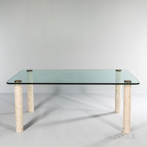 Glass-top Marble-leg Dining Table