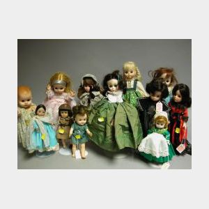 Group of Twelve Hard Plastic and Vinyl Dolls
