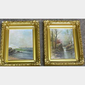 Lot of Two Framed Oil on Canvas Views of Marblehead, Massachusetts, and Maine