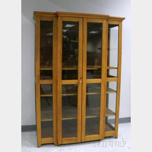 Glazed Oak Two-Door China Cabinet