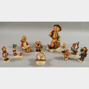 Group of Ten Hummel and Goebel Ceramic Items