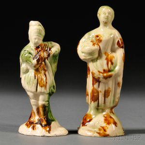 Two Staffordshire Cream-colored Earthenware Figures