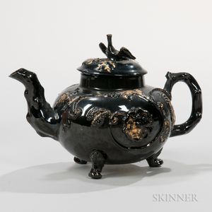Staffordshire Jackfield Black-glazed Teapot and Cover
