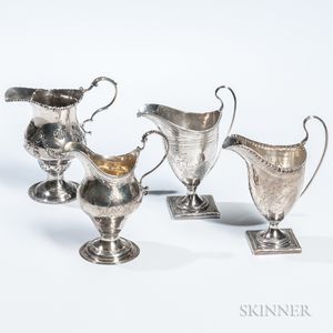 Four George III Sterling Silver Creamers