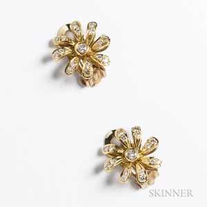 14kt Gold and Diamond Daisy Earclips