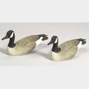 Pair of Carved and Painted Wooden Canada Goose Figures