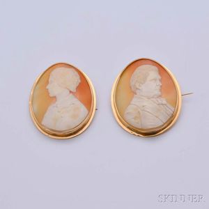 Pair of Shell Cameo Brooches