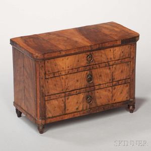 Neoclassical-style Walnut Veneer Three-drawer Trinket Chest
