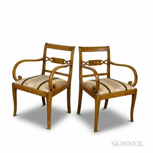 Pair of Regency-style Bleached Mahogany Armchairs