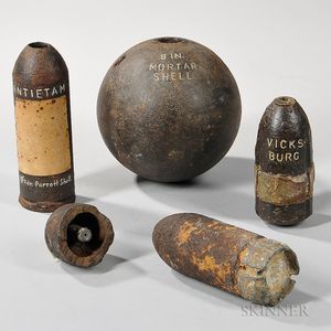 Five Civil War Artillery Projectiles