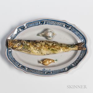 Leon Brard Palissy Ware Fish and Vegetable Dish