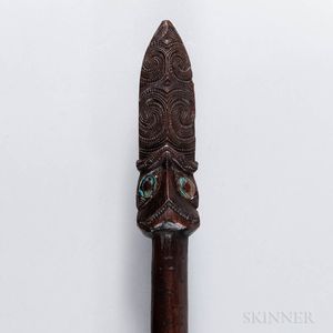 Maori Carved Wood Fighting Staff, Taiaha