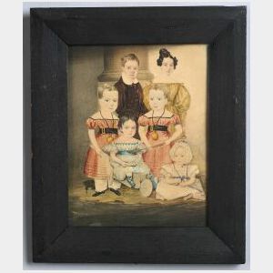 American School, 19th Century Family Portrait of Six Children.
