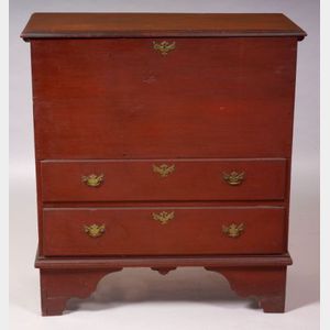 Red Painted Pine Chest over Two Drawers