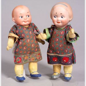Boy and Girl Googlie-eyed Bisque Head Character Children