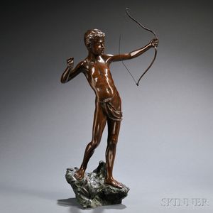 Continental School, Late 19th/Early 20th Century Bronze Figure of a Young Boy with a Bow
