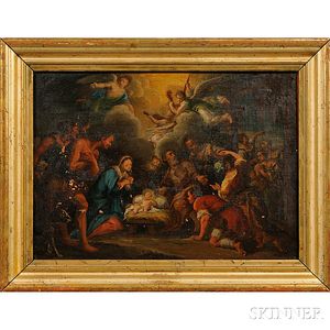 Attributed to Carlo Maratta (Italian, 1625-1713) Oil Sketch of the Nativity