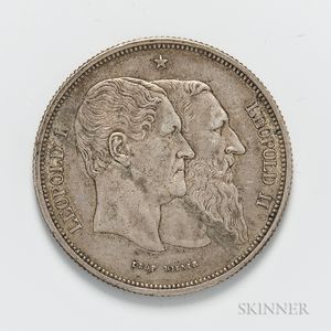 1880 Belgian 5 Francs