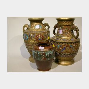 Three Asian Champleve Vases.