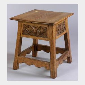 Small Carved Oak Low Table