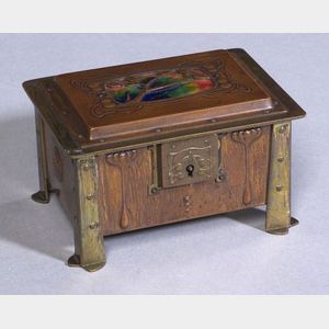 Art Nouveau Enameled Brass and Copper Box