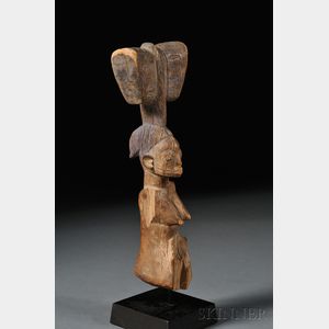 Yoruba Carved Wood Shango Staff Fragment