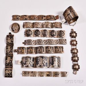 Group of Mexican Silver Bracelets