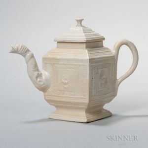 Staffordshire Salt-glazed Stoneware Teapot and Cover
