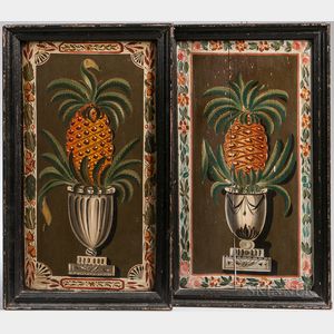 Pair of Polychrome Painted Panels