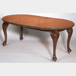 Queen Anne Style Carved Mahogany Dining Table