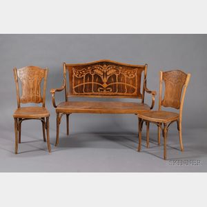Austrian Art Nouveau Three-Piece Bentwood Parlor Set