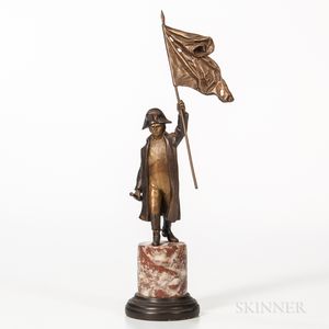 Small Bronze Figure of a Naval Officer Hoisting a Flag Small Bronze Figure...