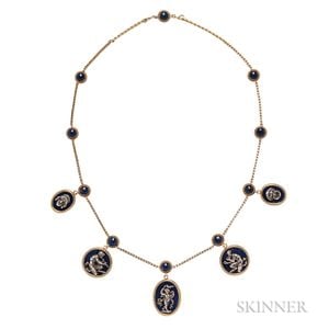 Antique 18kt Gold and Lapis Necklace, Fanniere Freres Antique 18kt Gold and...