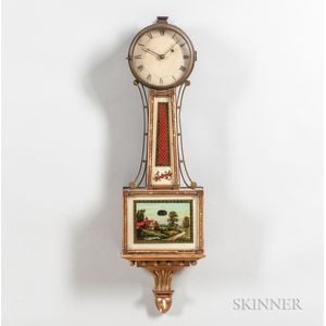 New England Gilt-front Mahogany Patent Timepiece or 