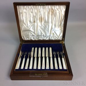 Cased George Howson Twenty-four-piece Sterling Silver and Mother-of-pearl...