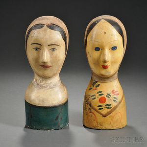 Two Painted Papier-mache Milliner
