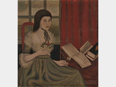 Sold for: $1,271,000 - American School, 18th Century Portrait of Abigail Rose, North Branford, Connecticut, 1786, at the Age of Fourteen.