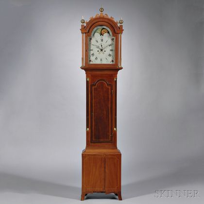 New England Inlaid Mahogany Tall Clock