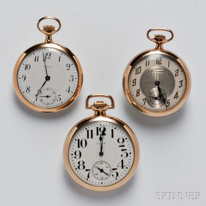 Three Open Face Pocket Watches