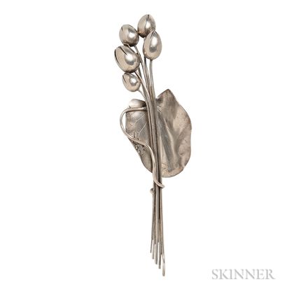 Art Nouveau Sterling Silver Brooch, George W. Shiebler & Co.