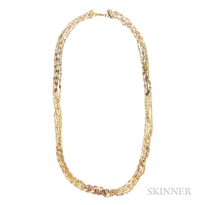 18kt Gold and Colored Diamond Briolette Necklace