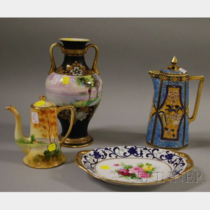 Four Pieces of Assorted Nippon Hand-painted Porcelain
