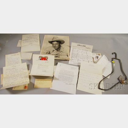 Gary Cooper Autographed Photograph, Three Handwritten Letters, and a Pair of Wire Sock Stretchers