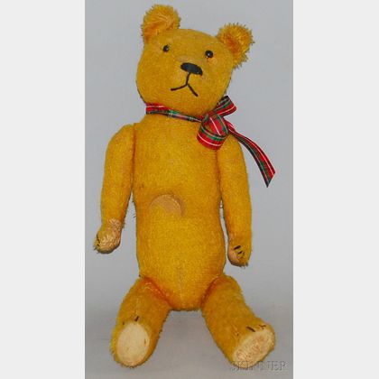 Golden Mohair Teddy Bear with Squeak Mechanism