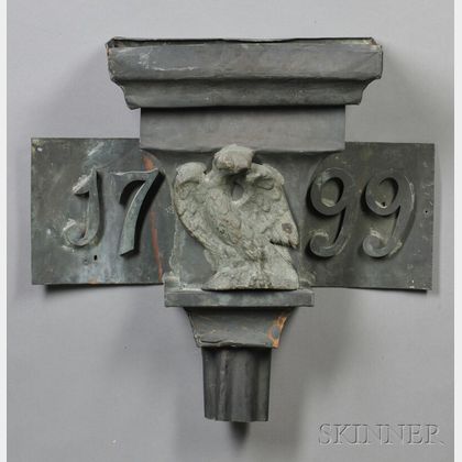 Eagle Decorated Copper Downspout Dated "1799,"